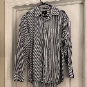 Club Room Blue and White Striped Button-Down Shirt